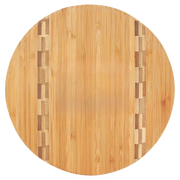 Round Bamboo Cutting Board with Butcher Block Inlay