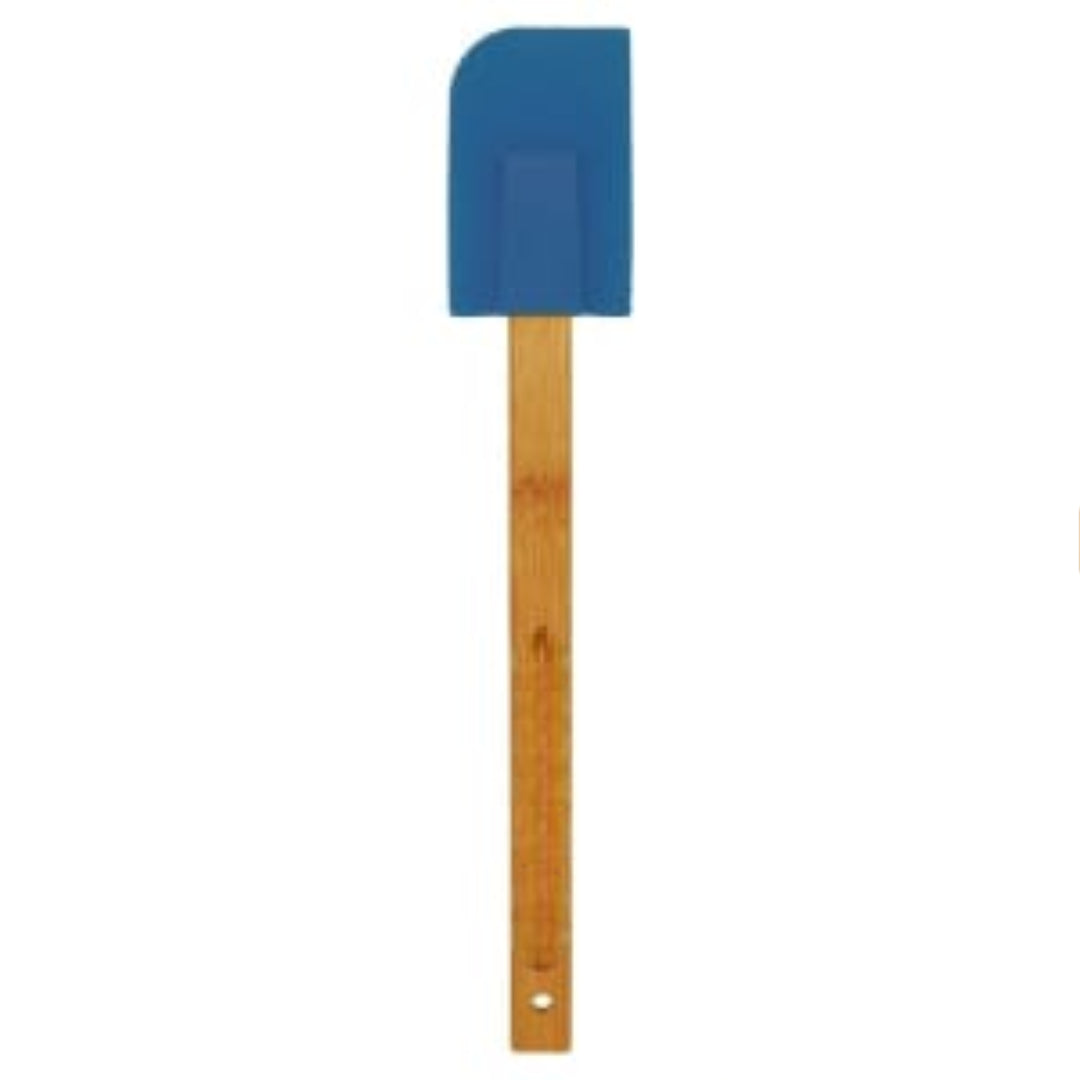 Blue Silicone Spatula with Bamboo Handle
