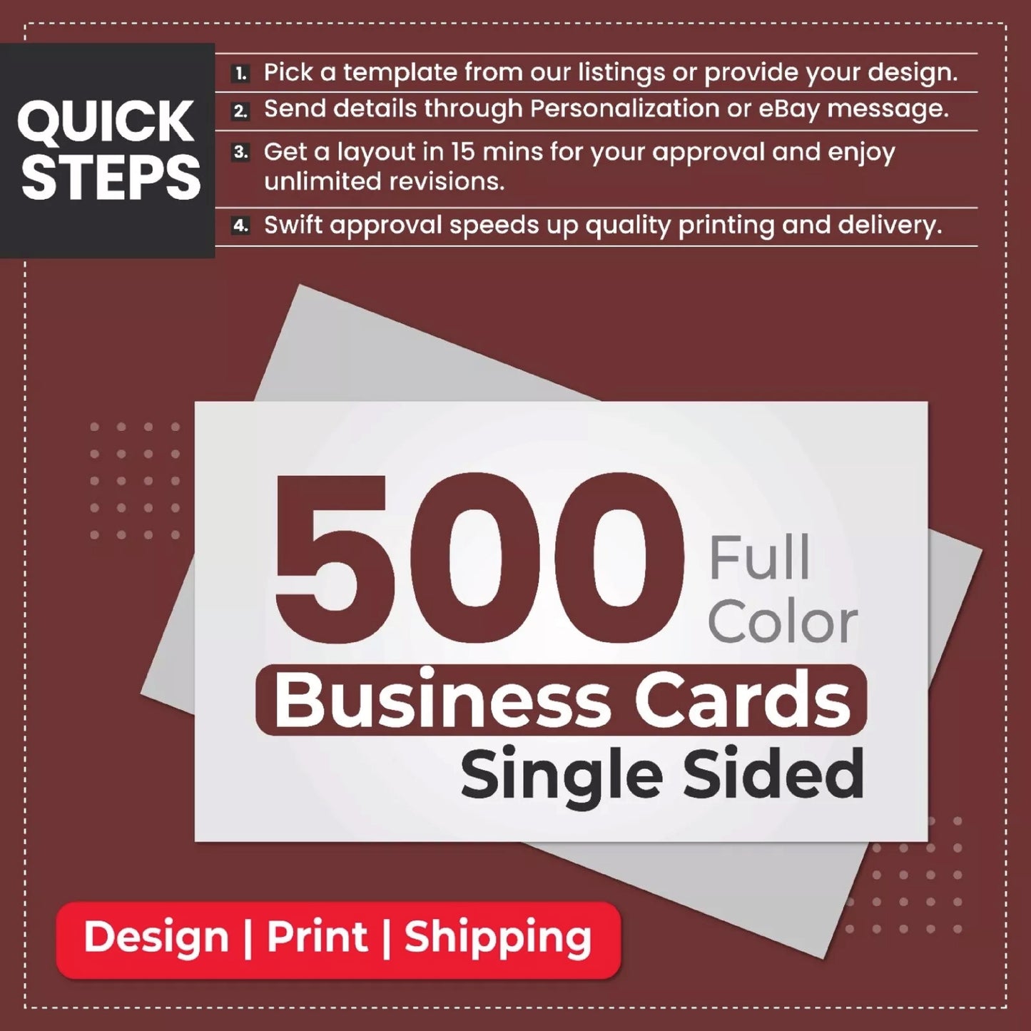 500 Custom Full Color Business Card Printing FREE Design, FREE Same Day Shipping