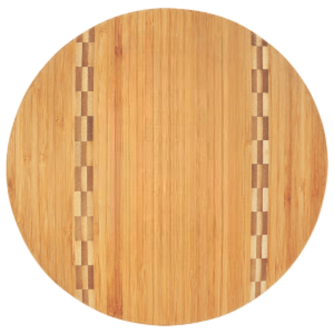 Round Bamboo Cutting Board with Butcher Block Inlay