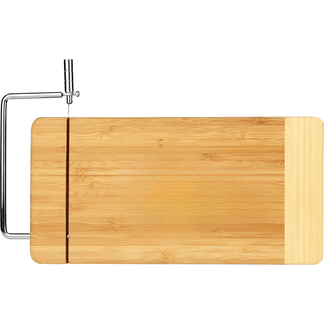 Two-Tone Bamboo Cutting Board with Metal Cheese Cutter