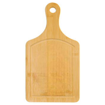 13 1/2" x 7" Bamboo Cutting Board Paddle Shape with Drip Ring