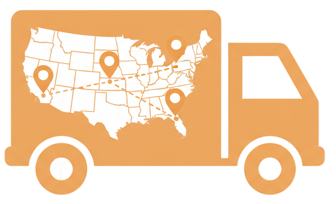 create icon for  Nationwide Delivery, light orange 64*64 pixcel