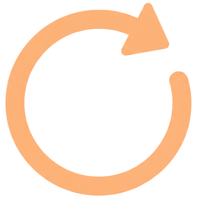 create icon for turnedaround , light orange 64*64 pixcel