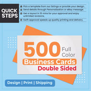 500 Custom Full Color Business Card Printing FREE Design, FREE Same Day Shipping