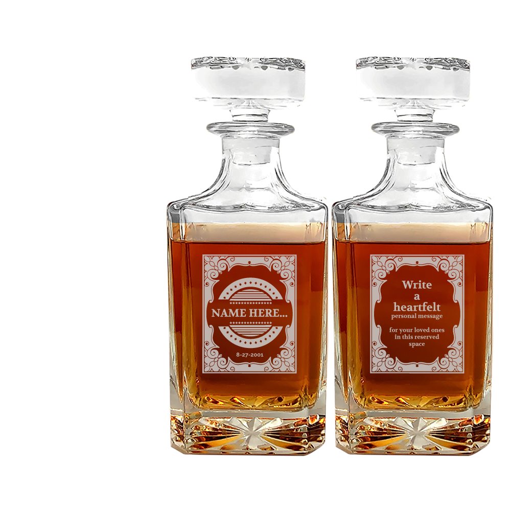 Personalized Whiskey Decanter with Crystal-Clear Clarity BY PrintxGift PrintxGift Double Sided 